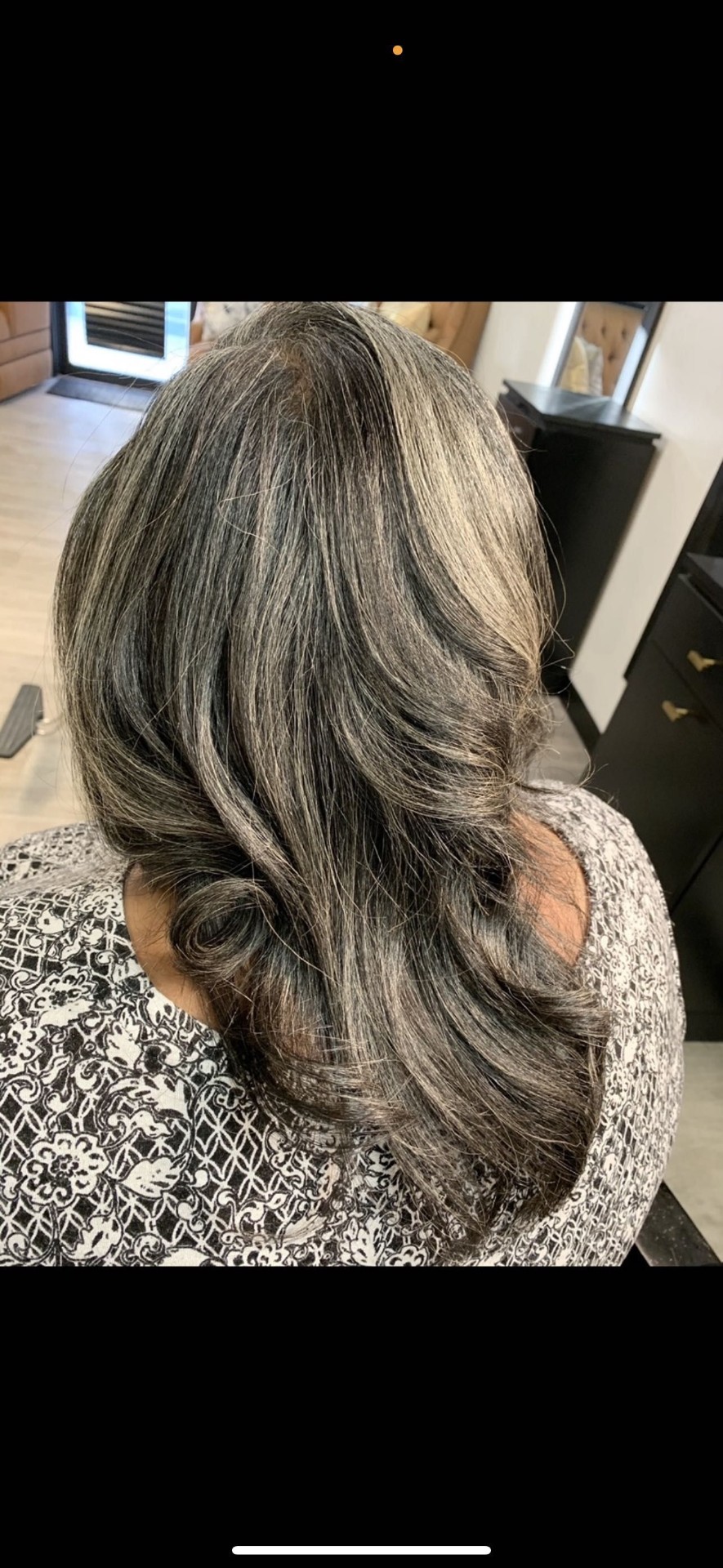 Layered silver and salt-and-pepper natural gray blowout Frisco
